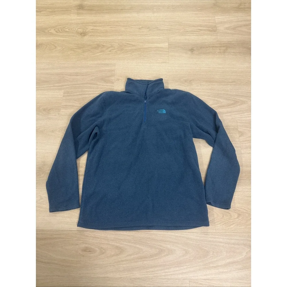 The North Face Mens Large 1/4 Zip Polartec Classic Fleece Pullover Jacket Blue